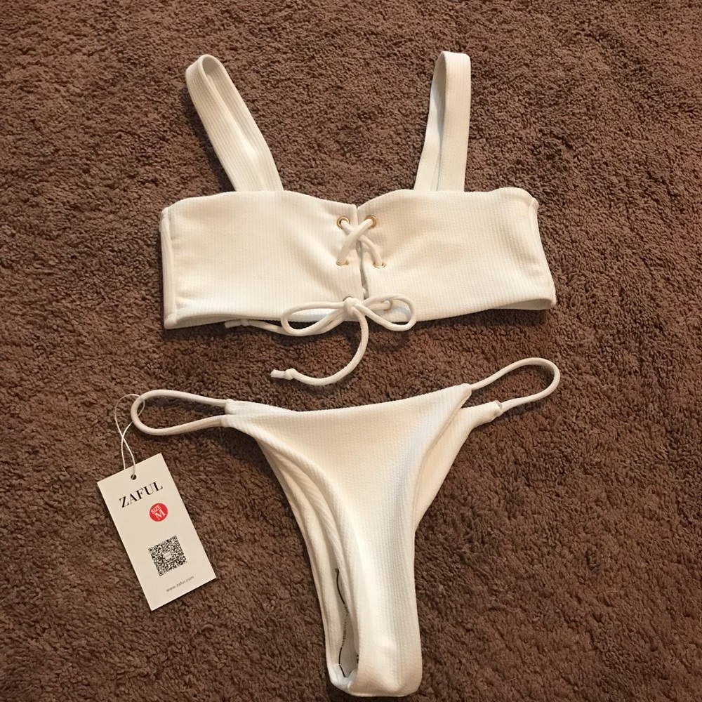 White tie up zaful bikini